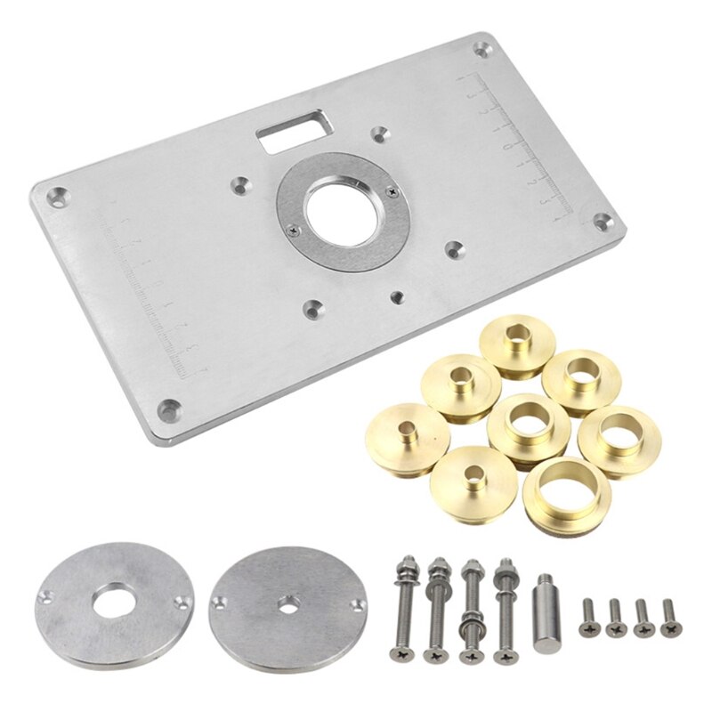 Aluminum Router Table Insert Plate with Rings Woodworking Benches Trimmer Tool: 2