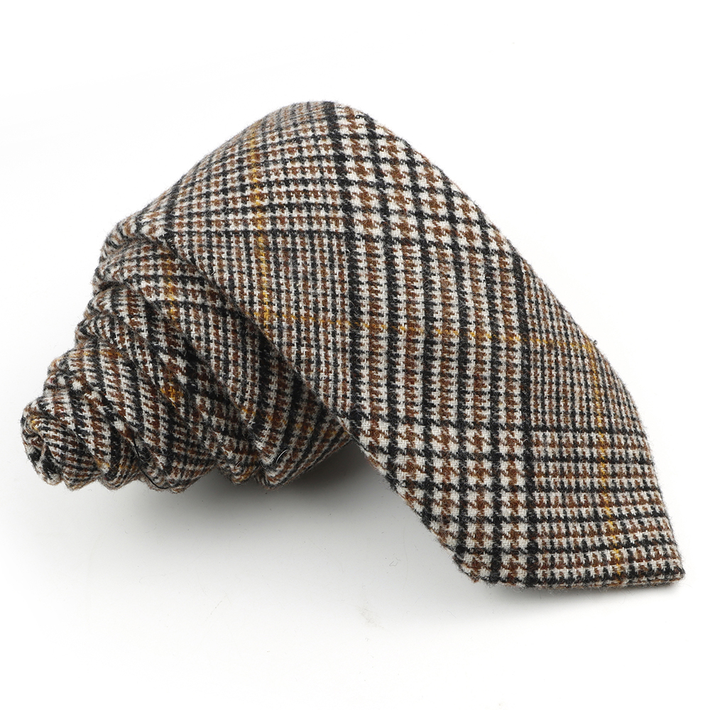 Cravate élégante en laine pour hommes, faite à la main, rayée, couleur kaki, col en coton, pour mariage, fête d'affaires, costume, chemise, accessoire: Beige