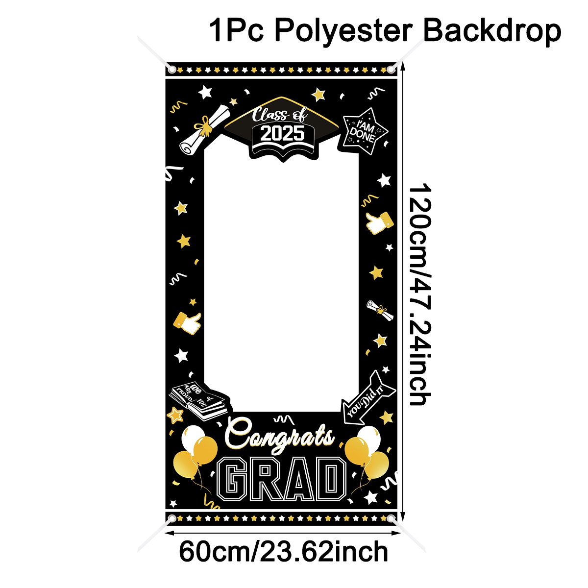 Graduation Photo Booth Prop Frame Banner Frame Backdrop Class of Grad Celebrations Decor Shooting Supplies: Deep Sapphire