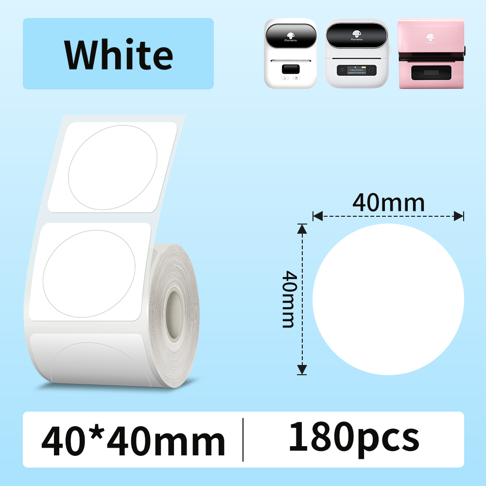 Phomemo Etikettendrucker-Papier, M110 Etikettenklebepapier, weiß, wasserfest, Thermoaufkleber für tragbare Drucker M110 M221 M200 M220: WHITE