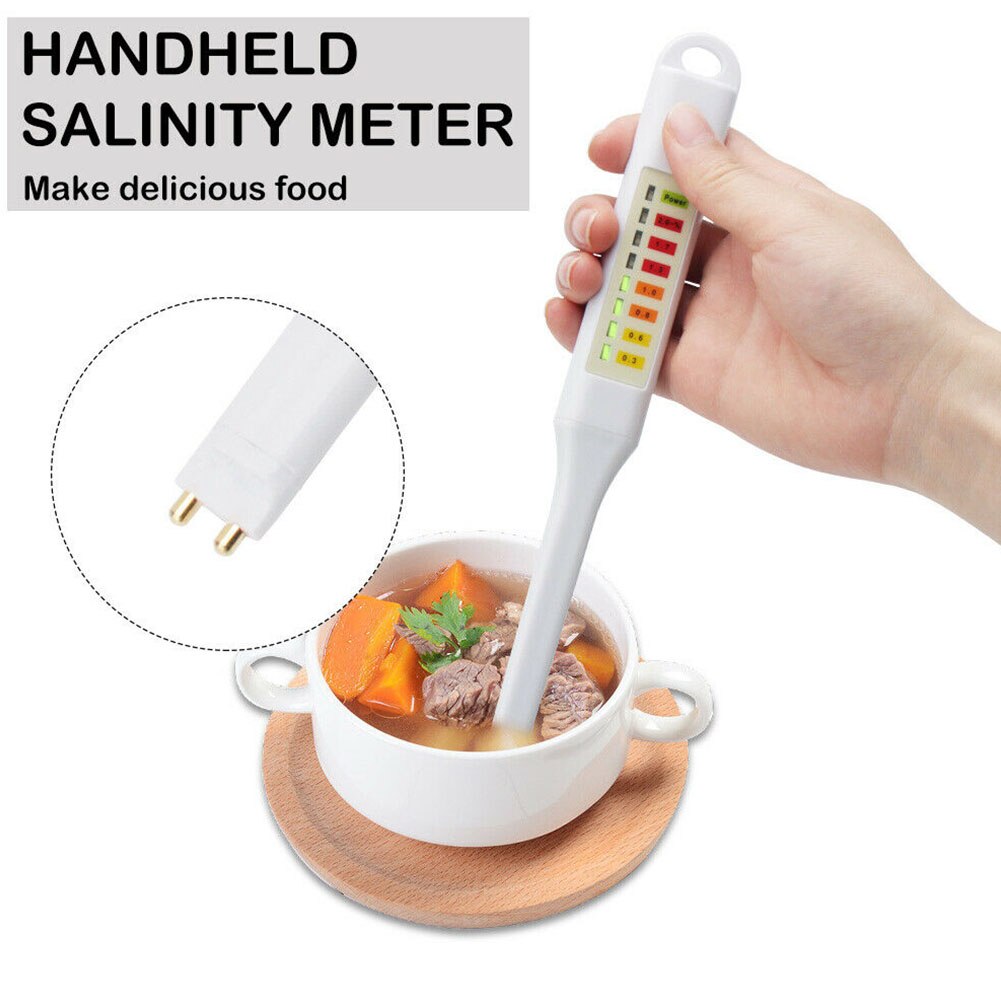 White Food Salt Soup Salinometer Portable Easy Operate Handheld Salinity Tester ABS Electronic LED Detector Concentration Meter