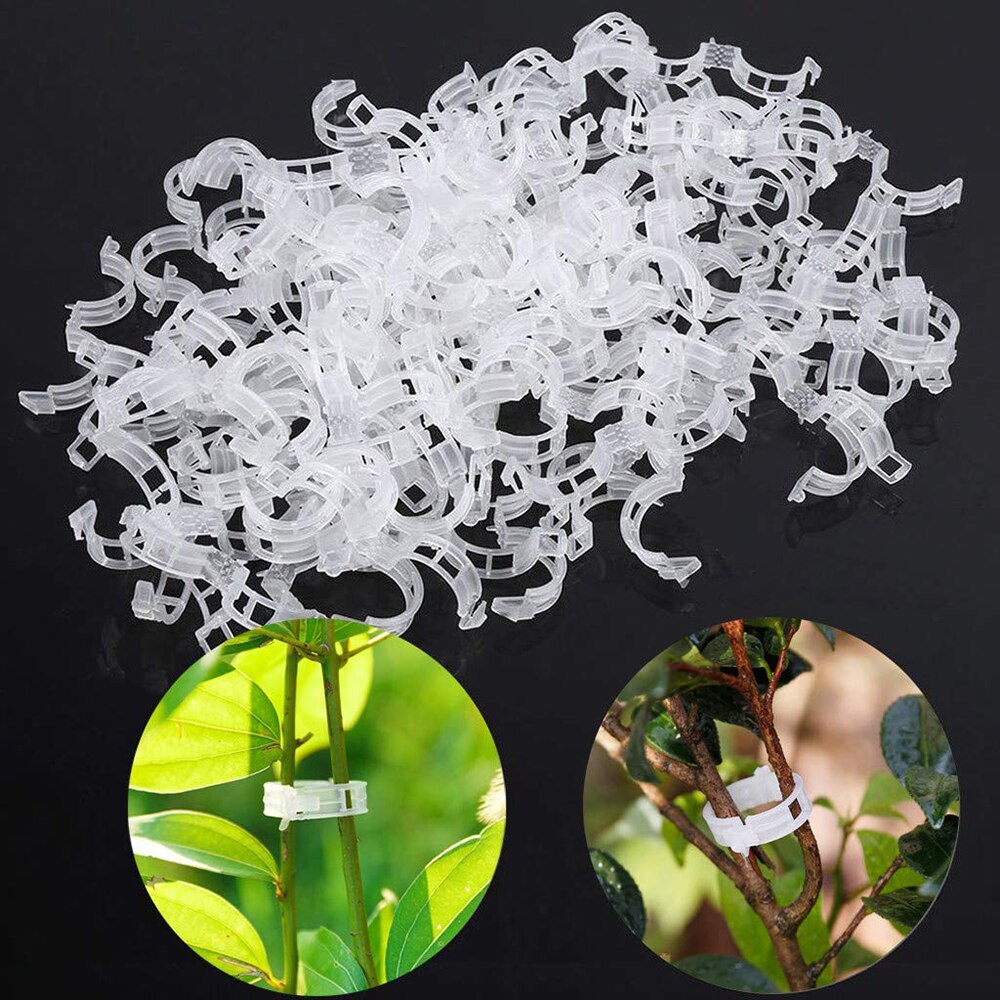50 stk-pakke slitesterk plastslynge klips feste plante vinstokker tomat grønnsak busk ranke bindemiddel jordbruksklips