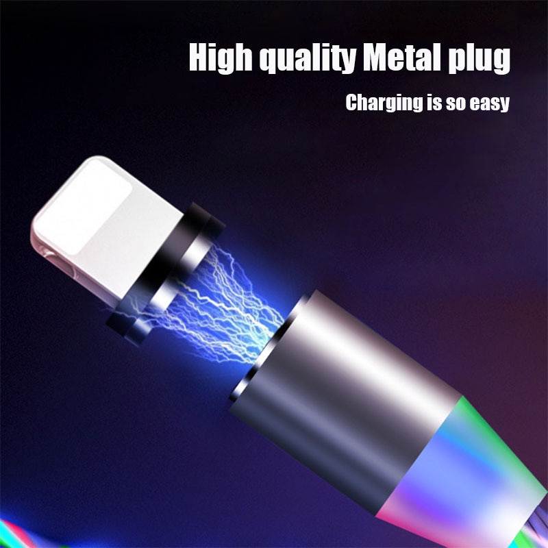 Lasaie Bunte Fließende Licht LED Magnetische Kabel Mikro USB Typ C Kabel Schnelle Ladung Magnetische Ladegerät Kabel für iPhone Xiaomi