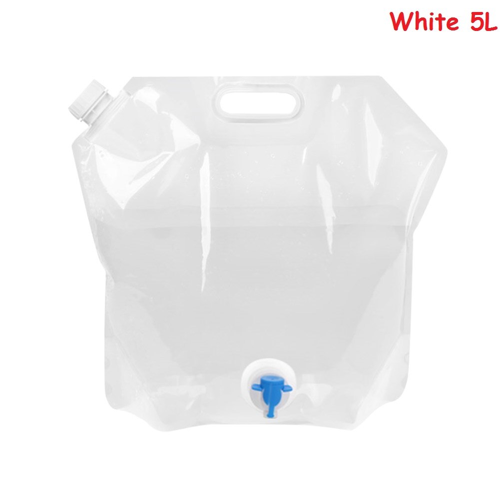 5L/10L Water Tank Outdoor Waterzakken Opvouwbare Draagbare Drinken Zak Kamp Koken Picknick Bbq Water Container Bag Carrier auto: 5L White With Faucet