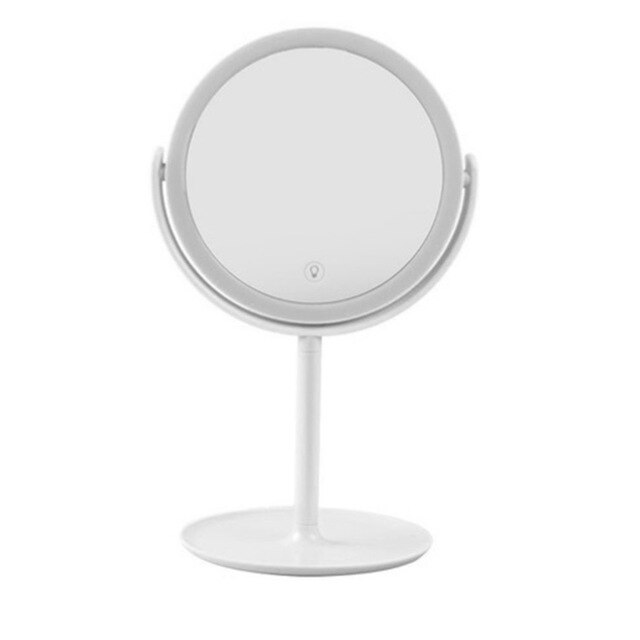 360 Degrees Rotation Makeup Mirror 22 LED Lights Touch Screen Dimmable Table Mirror USB Power Supply: white
