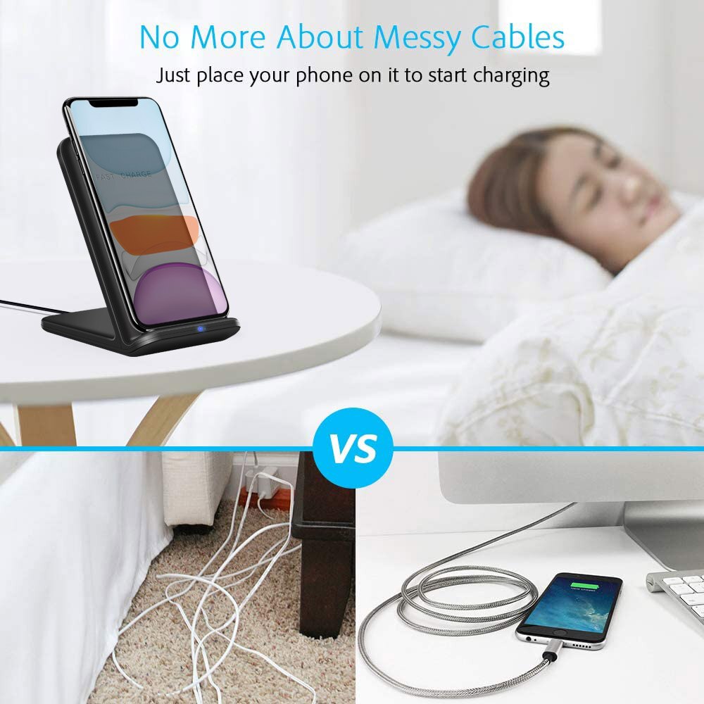 FDGAO 15W 2 in 1 Qi Wireless Charger Stand For iPhone 11 Pro X XS XR 8 QC 3.0 Fast Charging Dock Holder for Samsung S20 S10 S9