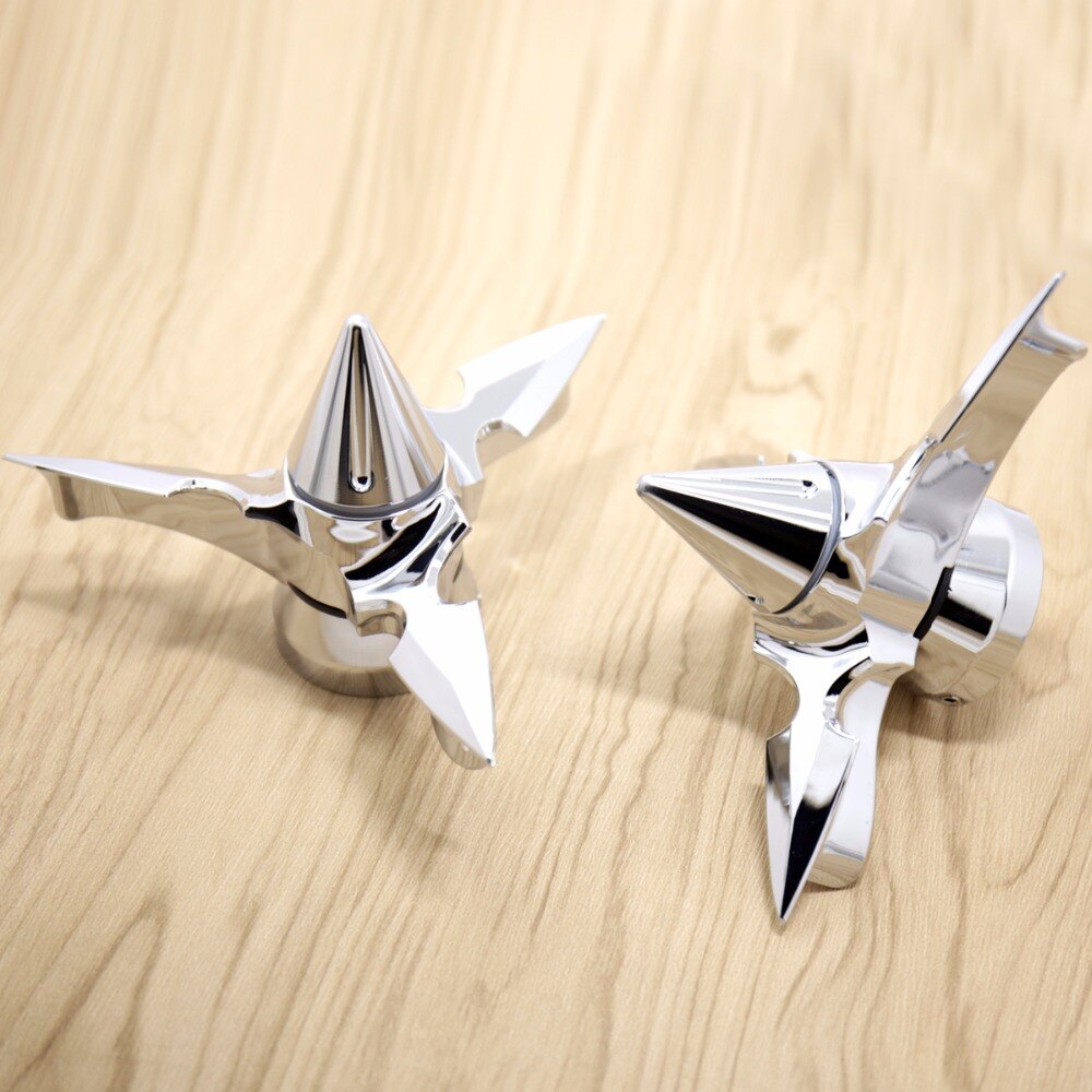 Chrome Spun Blade Spinning Axle Caps Chrome Fit Harley Motorcycle Sportster Road Glides Electra Glides