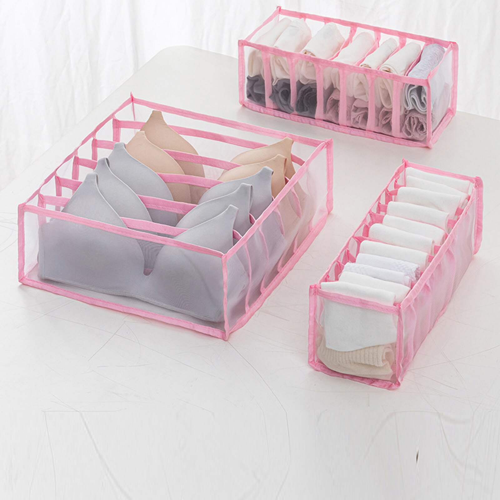 Household Foldable Mesh Underwear Storage Box Socks Bra And Panties Four-color Style Underwear Storage Tool Organizador Armario