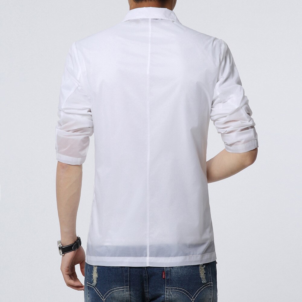 Verano para hombre blanco Delgado Blazers chaqueta protector solar Slim Fit simple Breasted abrigo más tamaño S-6XL S29
