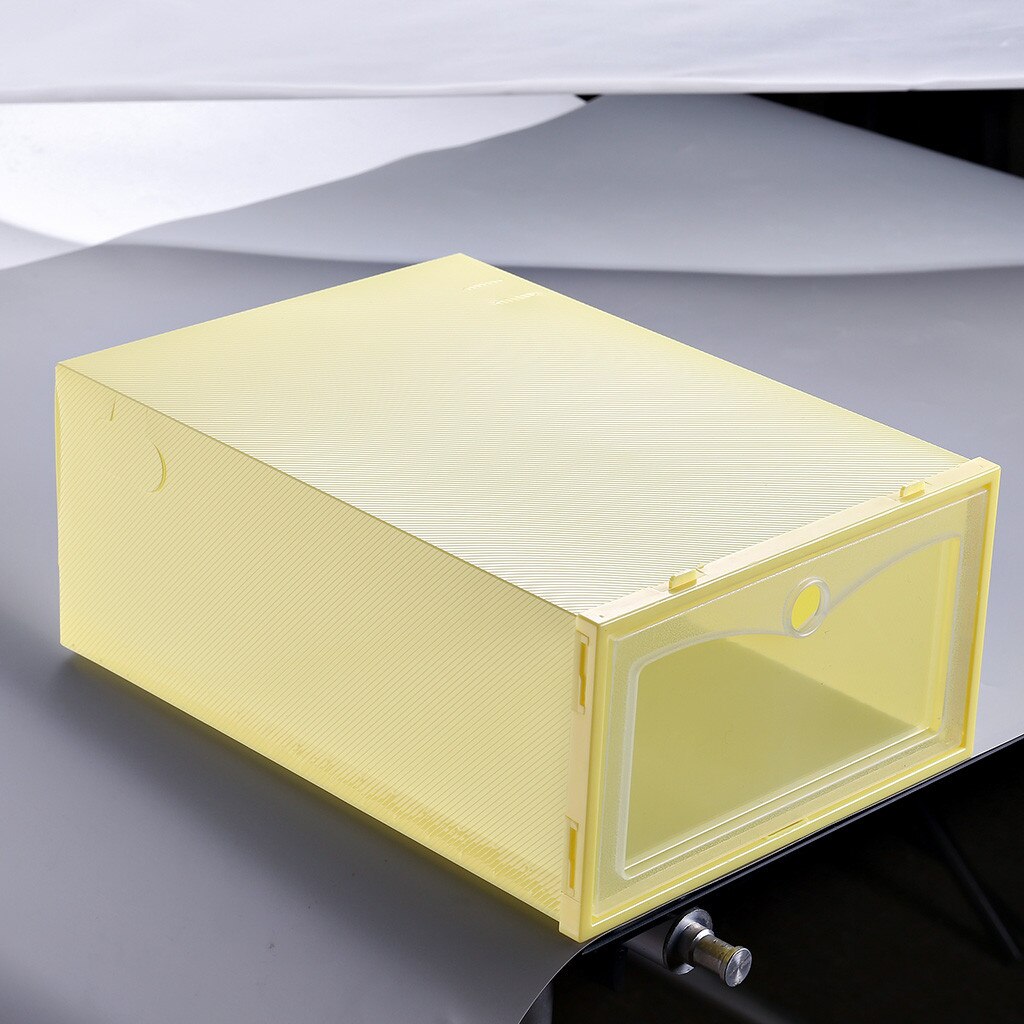 1stackable Transparent Shoe Box Dustproof Storage Box Can Be Superimposed Combination Shoe Cabinet Clamshell Shoe Organizer#P30: Yellow L