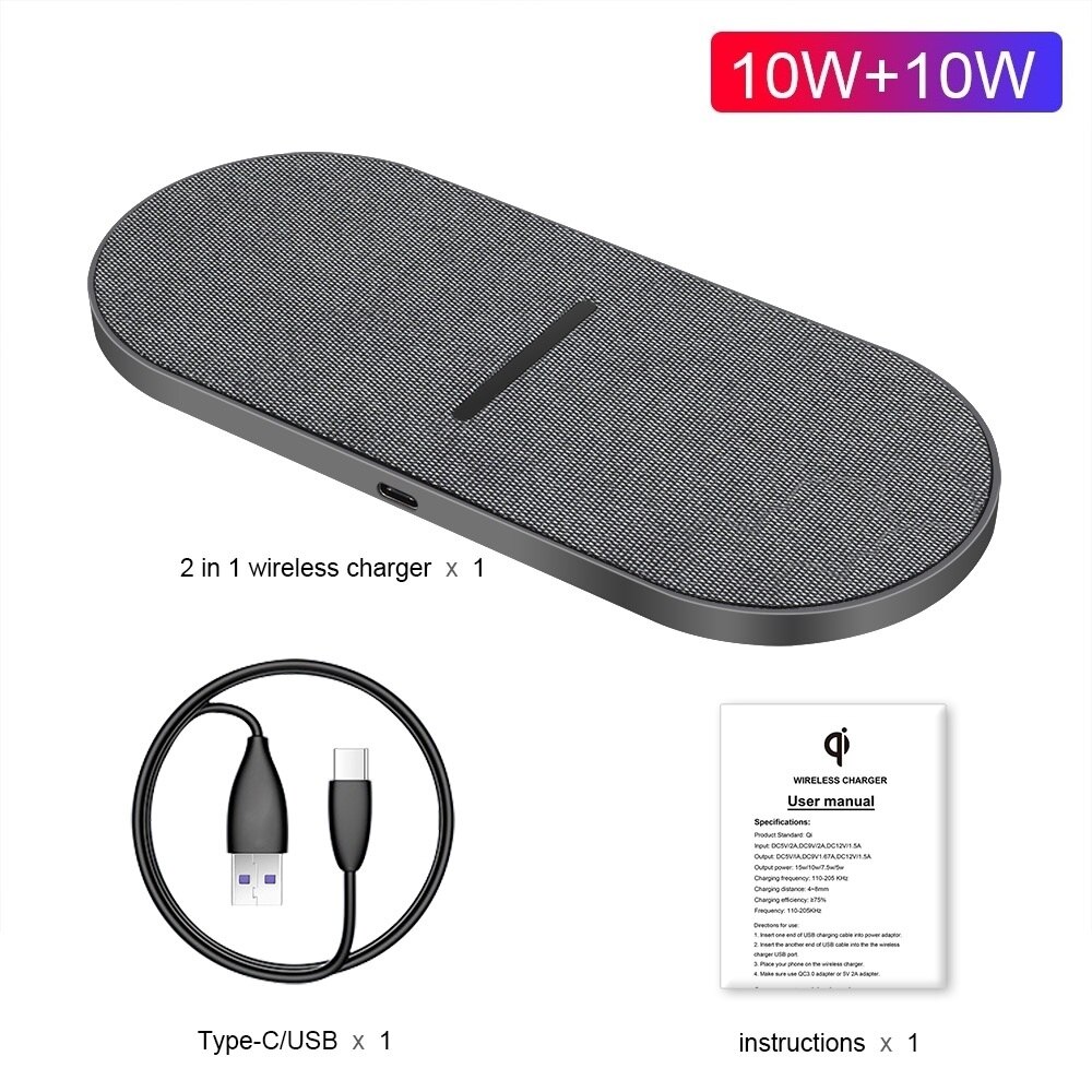 2 W 1 30W podwójna bezprzewodowa ładowarka Qi robić Samsung S21 S20 podwójna szybka ładowarka Qi robić IPhone 13 12 11 XS XR 8 Airpods zawodowiec: Cloth Dual 10W