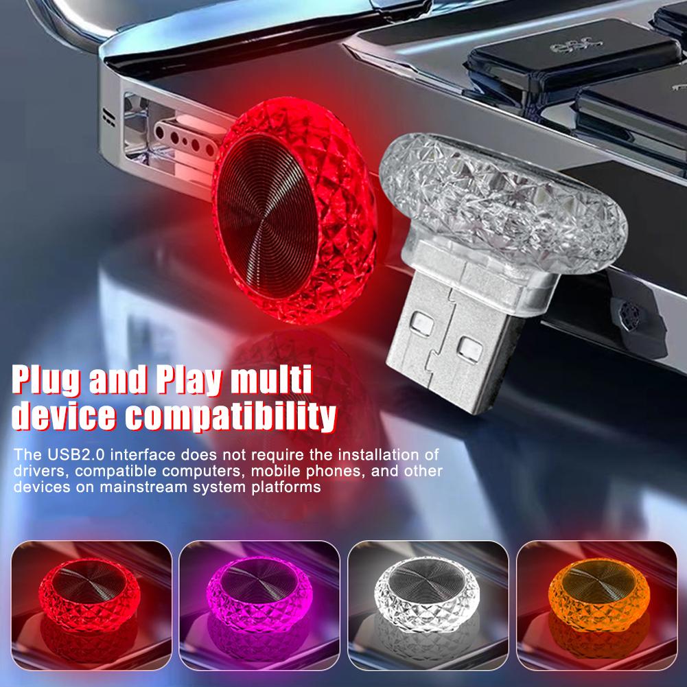 Mini lámparas LED de ambiente decorativas, luz ambiental LED USB portátil para ambiente Interior automático sin modificación