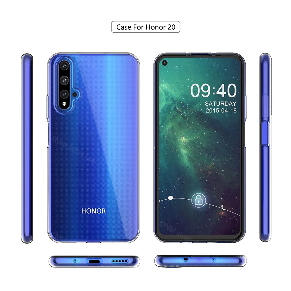 Capinha para huawei honor 20 tpu silicone claro cabido pára-choques caso macio para huawei honor 20 transparente capa traseira