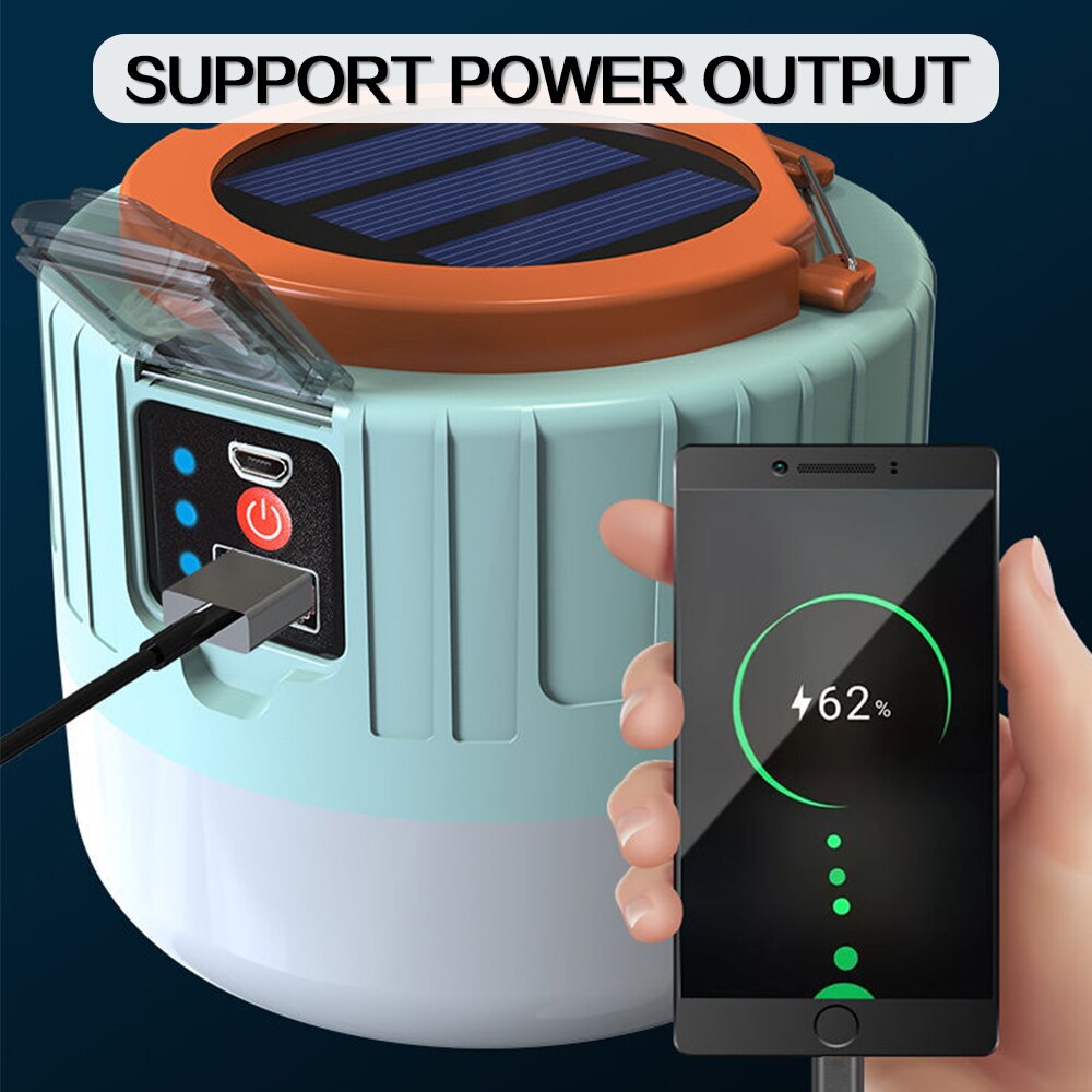 280W 190W Camping Light USB Rechargeable Bulb For Outdoor Tent Lamp Solar LED Portable 3 Mode Tent Lanterns Emergency Lights