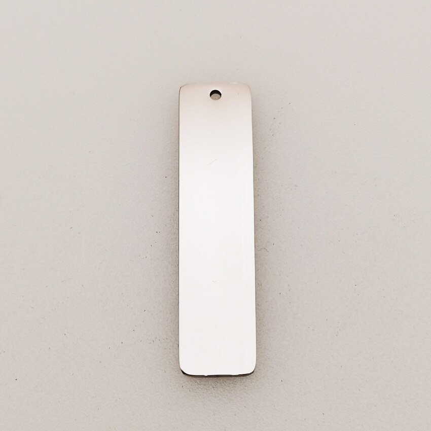 Stainless Steel Custom Rectangle Charms 10*40mm Necklace Keychain Pendant High Polish Mirror Surface Charm