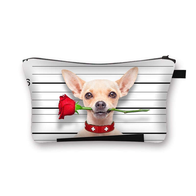 Cute Dog 3D Printed Cosmetic Bags Cute Pug Women Makeup bags Organizer Necessaries for Travelling Cosmetic Cases: shzbbaddog03