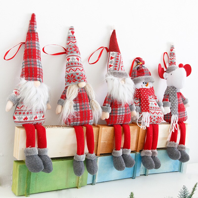 5 stk sød juledekoration sidder langt ben uden ansigt alf dukke dekorationer til hjemmet år til børn jul legetøj