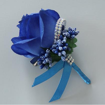 Corsage de mariage fait main avec des fleurs artificielles en soie, avec une broche pour homme, 1 pièce: Color 6
