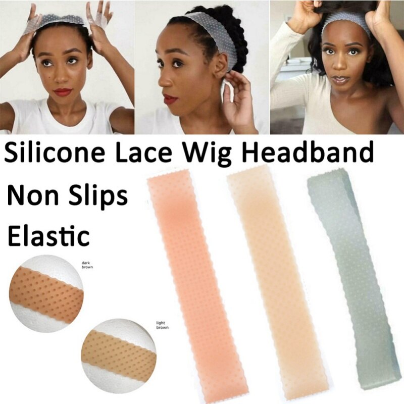 24*4cm Transparent Silicone bandeau Non glisse unisexe en forme de goutte élastique perruque bande dentelle perruque Grip bandeau cheveux