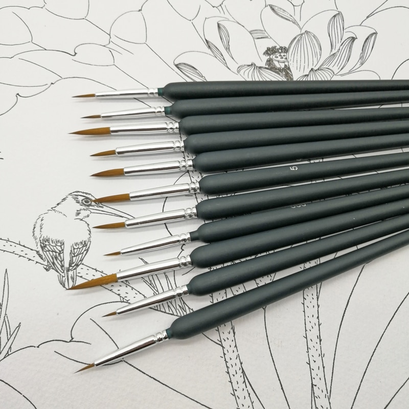 11 Stuks Penselen Set Nylon Haar Penselen Voor Acryl Aquarel Gouache Olieverf Borstel Pen Professionele Kunst Levert