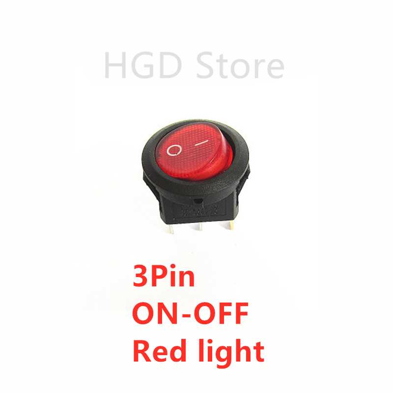 2PCS KCD1 20MM Round Rocker Switch 2/3/4Pin ON-OFF-ON 12V 6A/250VAC 10A/125VAC SPST LED Car Push Button Switch With Light: Ivory