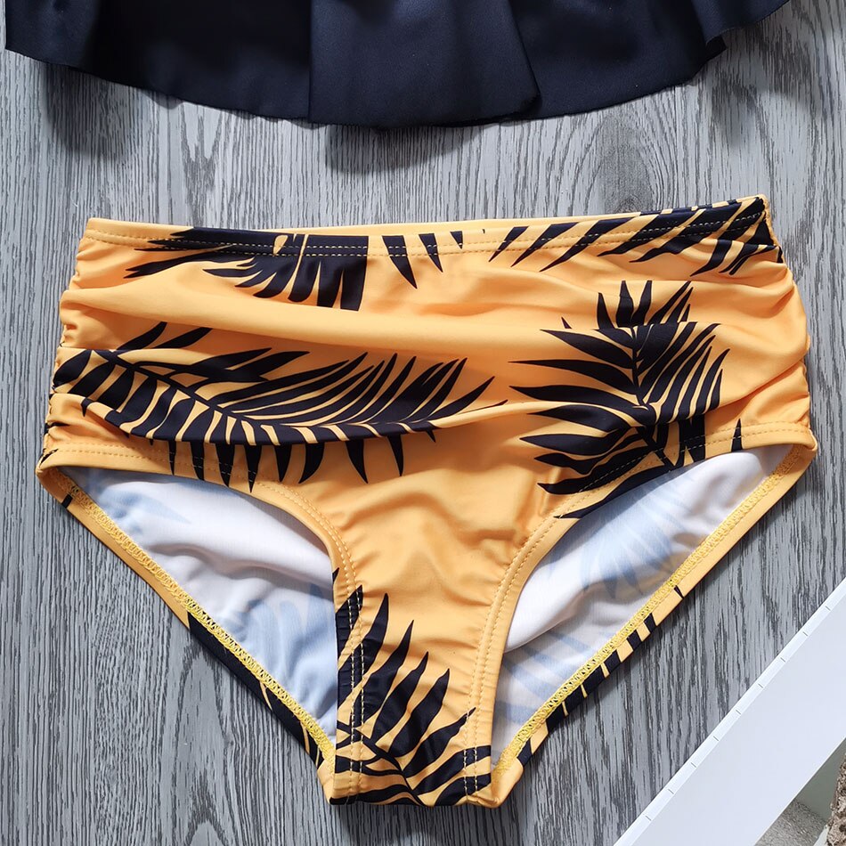 Tropische Blad Meisje Badpak Halter Top Tiener Meisje Bikini Set 5-14 Jaar Tweedelige Kinderen Badmode Ruche meisje Badpak