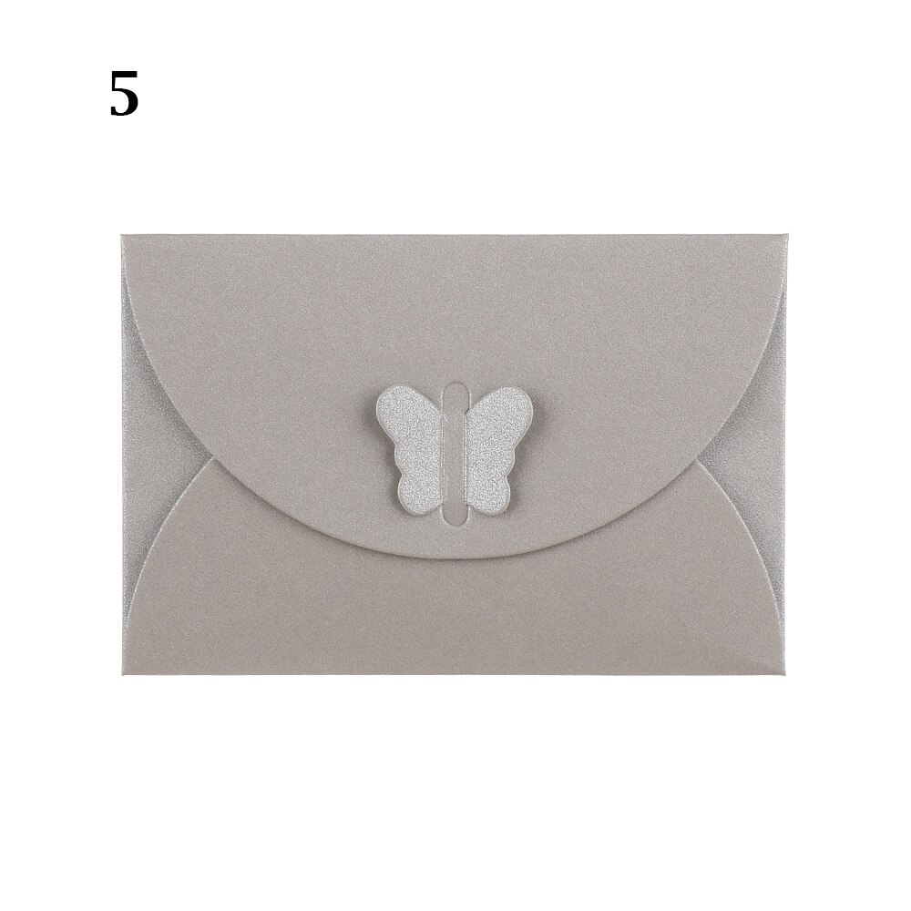Sobres de papel con hebilla para tarjetas, cartera pequeña de Papel Kraft para postales, sobres de invitación, papelería de oficina, 5 unids/set por juego: sliver