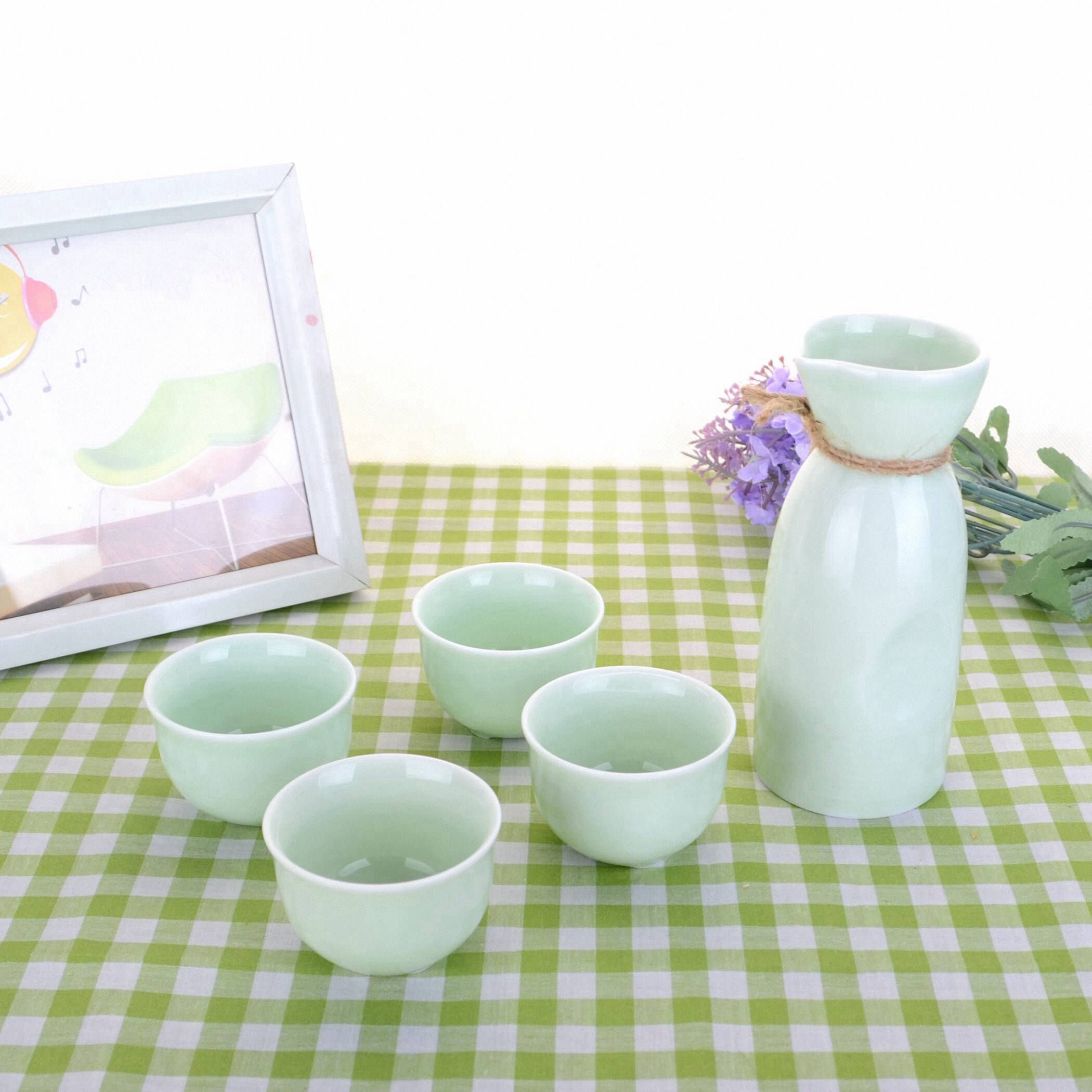 5in1 Japanese Style Ceramic Alcohol Drink Set-160ml Sake Bottle+4x40ml Wine Cups