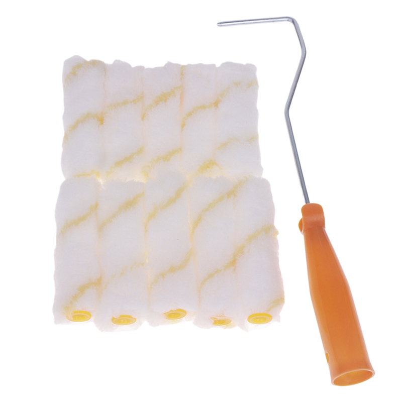 Mini Kit de rodillo de pintura desechable con 10 cubiertas de 4 pulgadas, rodillo de pintura con marco de rodillo de 30cm de largo para pintar paredes, herramienta práctica