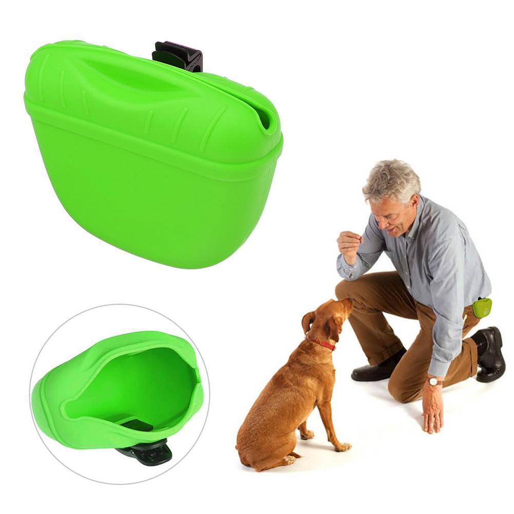 Bolsa de entrenamiento para perros y mascotas, bolsa portátil de silicona para premios al aire libre, para cachorros, Snack