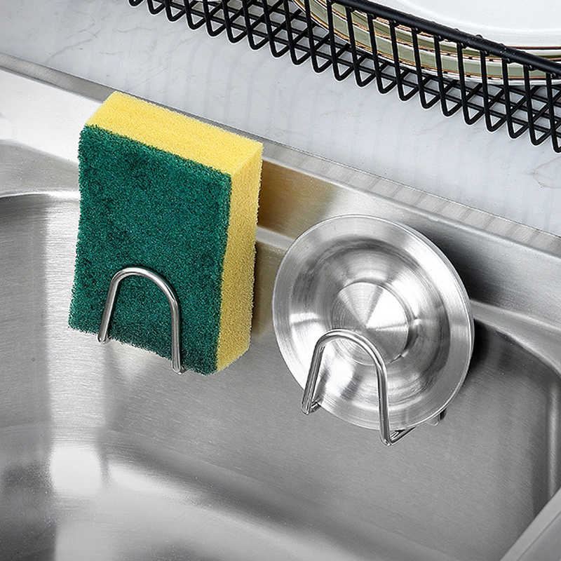 Stainless Steel Sponges Holder Kitchen Sink Spong Drain Drying Rack with Adhesive Storage Holders Kitchen Gadgets Sponge Support