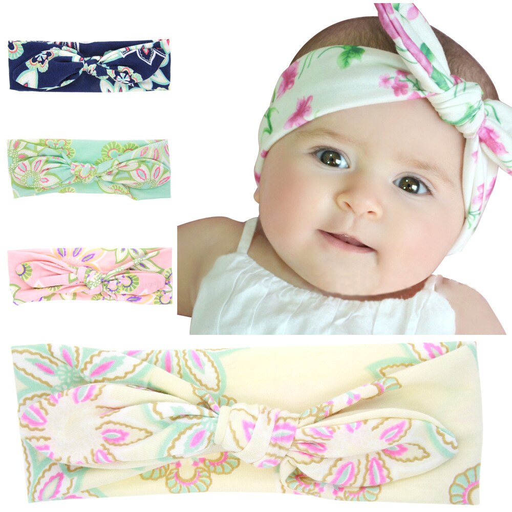 baby girl headband Infant hair turban cloth Tie bow newborn Headwear tiara headwrap Toddler bandage Ribbon rabbit bunny ear