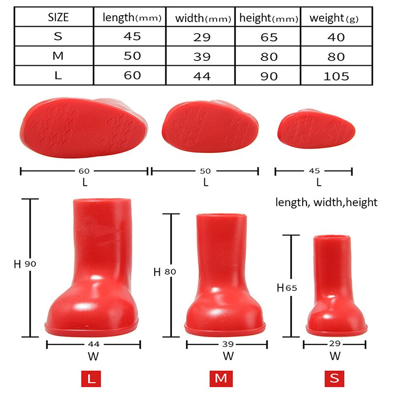 Chien de compagnie chats chaussures de pluie bottes pour animaux de compagnie en caoutchouc Portable anti-dérapant imperméable en caoutchouc pluie chien chaussures chaussettes pour Outdoor372