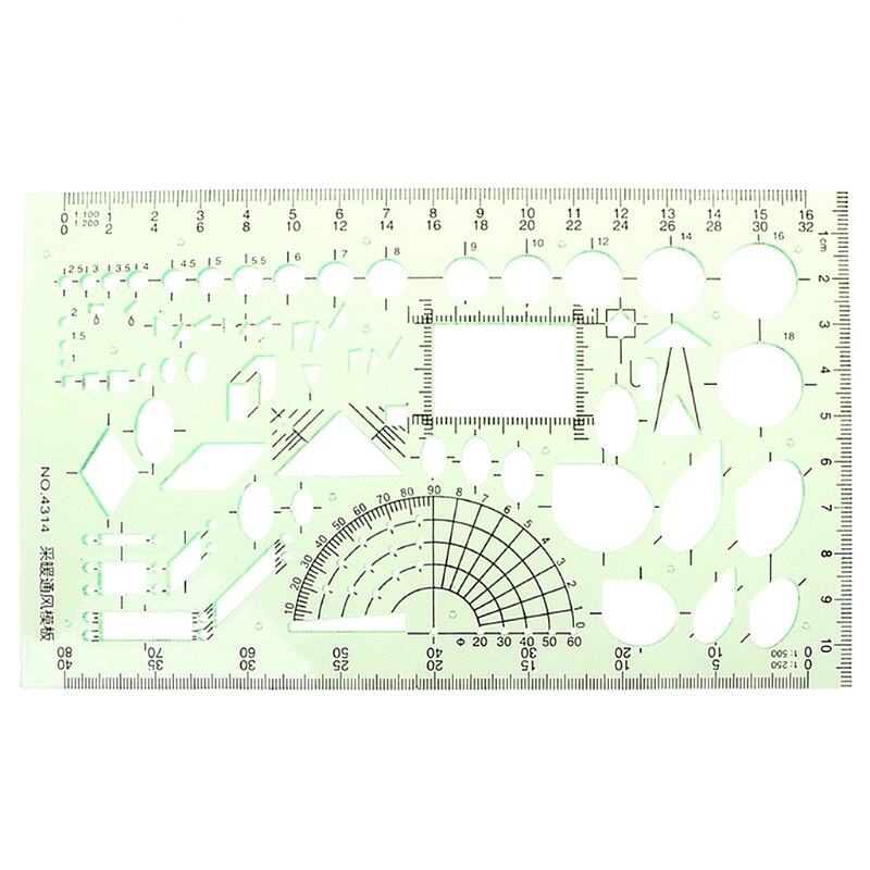 Rectángulo de forma circular geométrica herramienta de dibujo plantilla regla estudiante papelería Q1JC