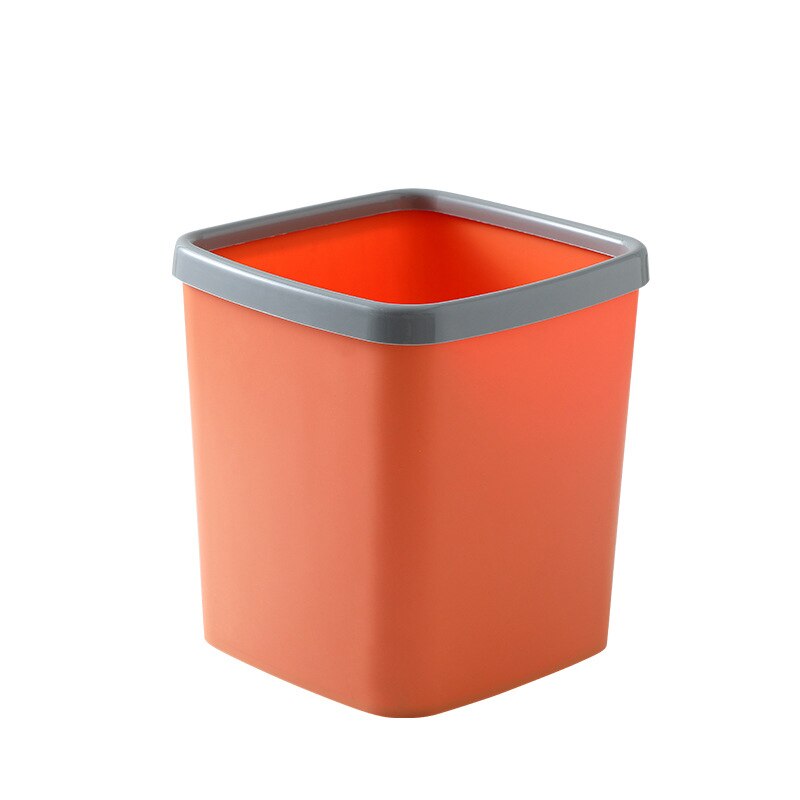 Bureauprullenbak met drukring, vierkante opbergbak, multifunctionele opbergemmer voor thuis, woonkamer, slaapkamer, kantoor, bureau, afvalbak: Oranje / S