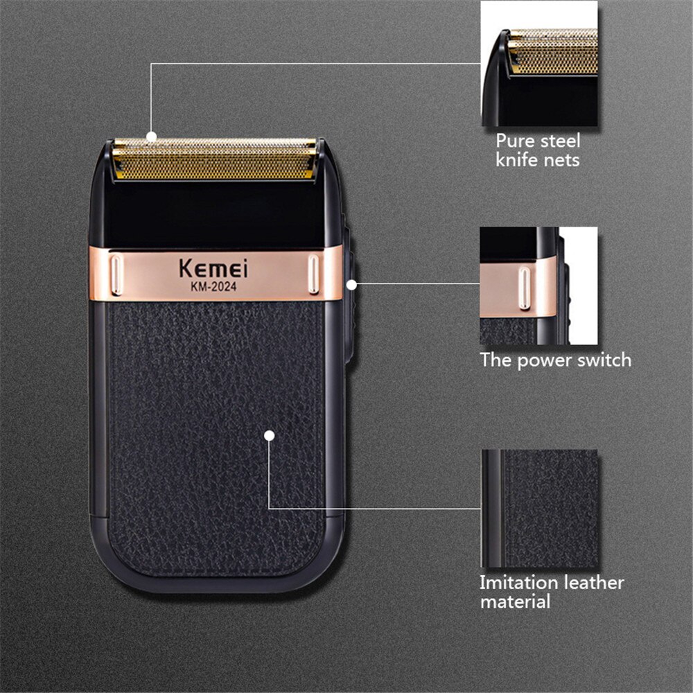 Kemei Rechargeable Cordless Shaver For Men Twin Blade Reciprocating Beard Razor Face Care Multifunction Strong Trimmer Machine