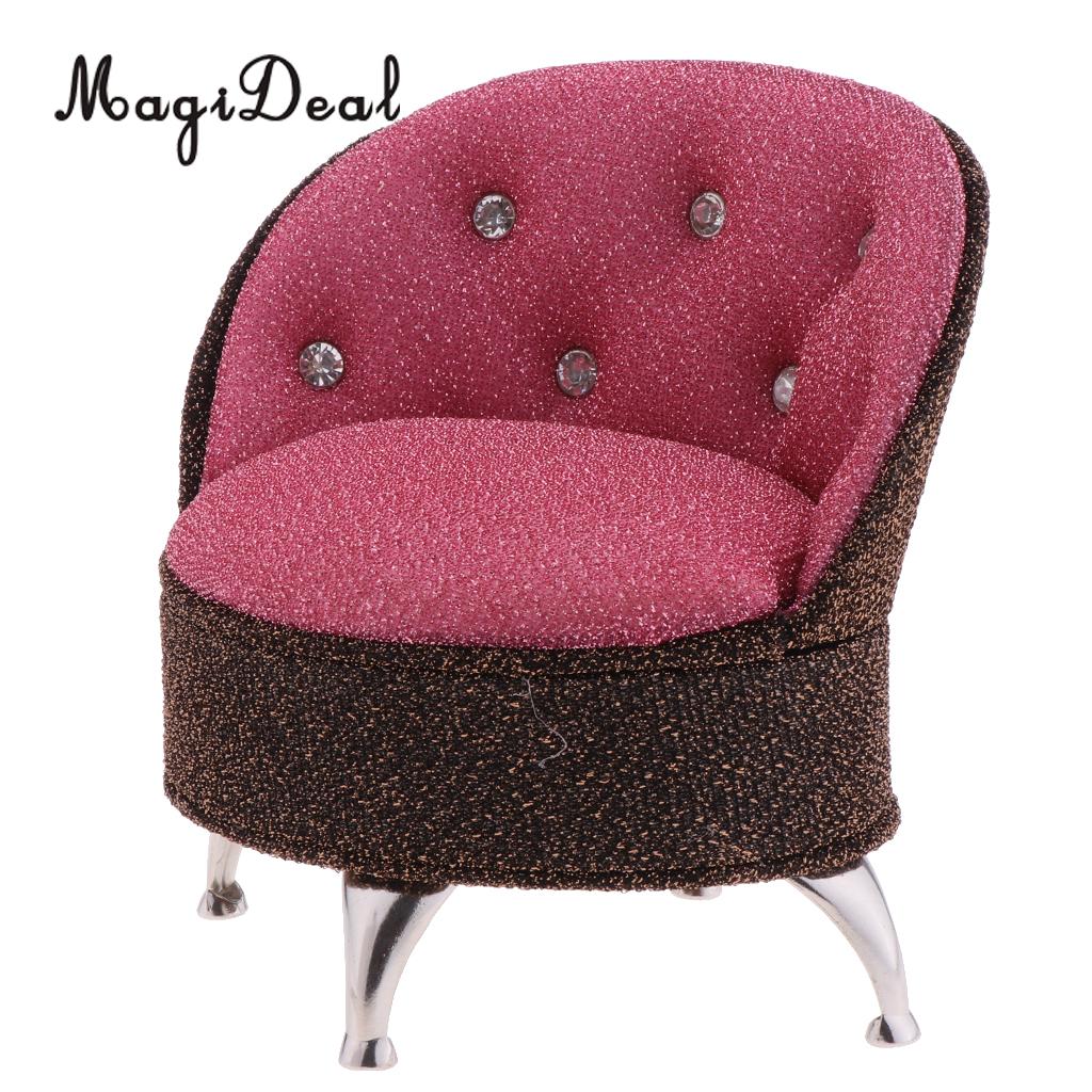 1/6 Scale European Style Single Sofa Chair with Rhinestone Dolls House Bedroom Living Room Furniture Decoration Model Toy