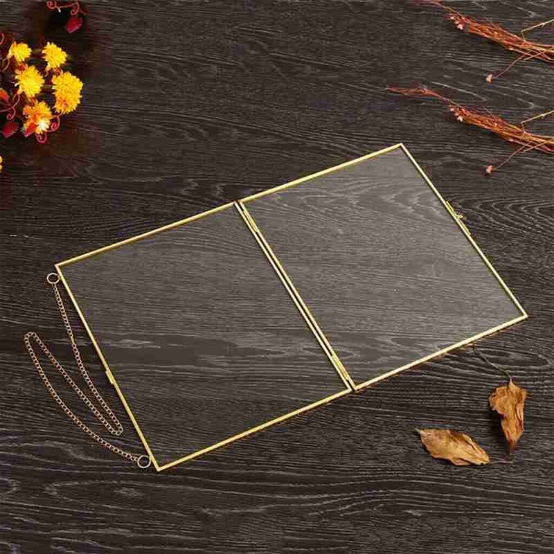 Style Vintage industriel Double face verre suspendu cadre fleur cadre mur plante cadre spécimen affichage Photo R0X0