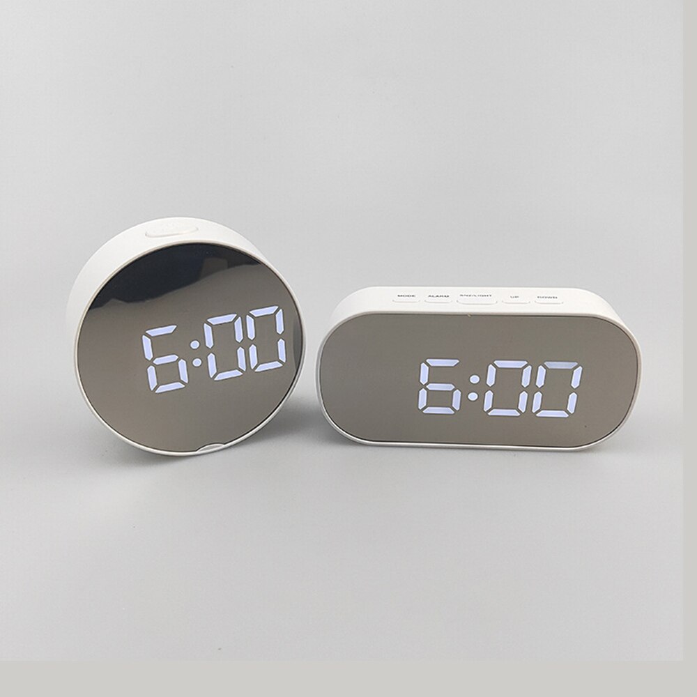 LED Mirror Alarm Clock Digital Snooze Acrylic Table Clock Digital Light Electronic Time Temperature Display Home Decor Clock