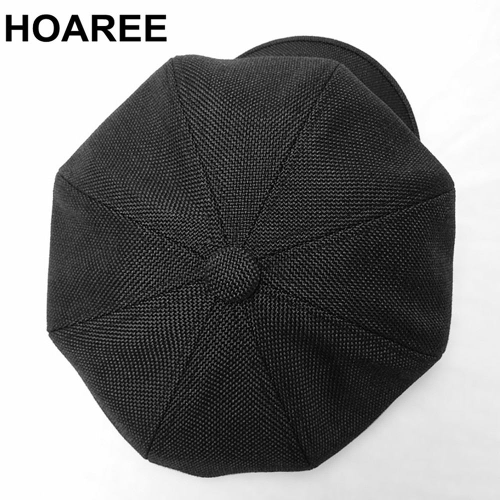 Hoaree 100%  linned nyhedsdreng hue kvinder ottekantet hue hat hvid baret hætter damer sommermaler kvindelige vintage bager dreng hat