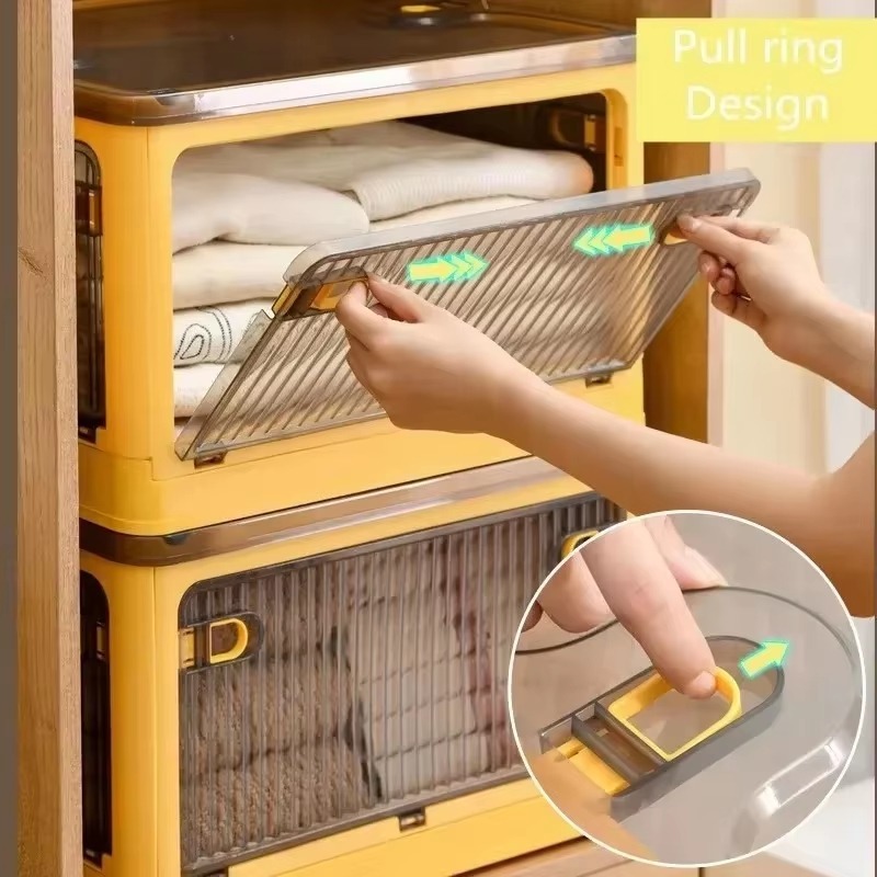 Storage Box Foldable Transparent High-capacity Wheels Stackable Home Sundries Storage Organizer Closet Trunk Toys Sundries Box