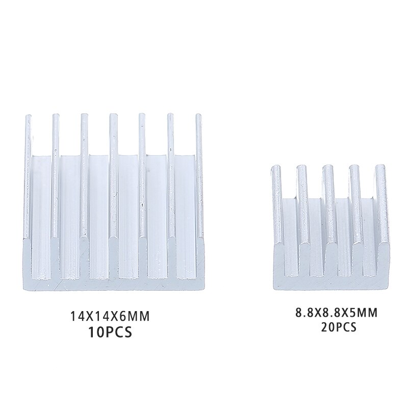 30Pcs Aluminum Heatsink Pi 3 Heatsink Fans Cooler Radiator Heat Sink for Raspberry Pi Ver. 2.0 Model B&amp;VGA RAM Memory Cooler