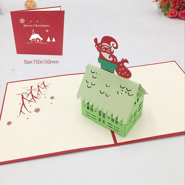 Kerst Kaart 3D Pop Up Kaarten Vrolijk Kerstfeest Winter Wenskaarten Sneeuwvlok: 16