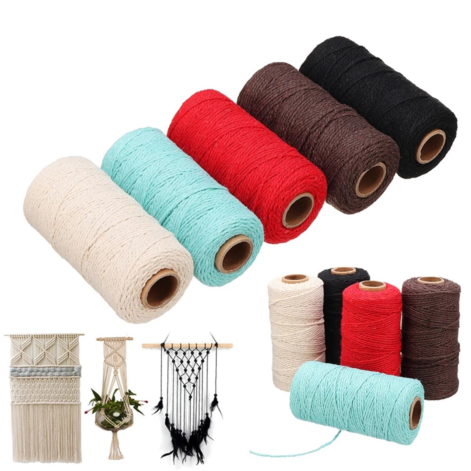 Touw Twisted Cord Kleurrijke Koord Katoenen Draad Diy Party Bruiloft Decoratie Handgemaakte Craft Home Textiel 100M Macrame Koord