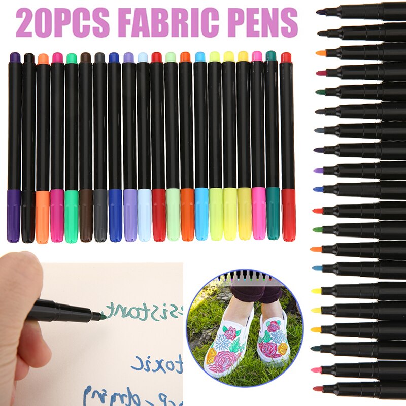 20pcs Fabric Painting Markers Pen For T-shirt Clothes Canvas Durable Permanent Fabric Marker DIY Crafts Pens
