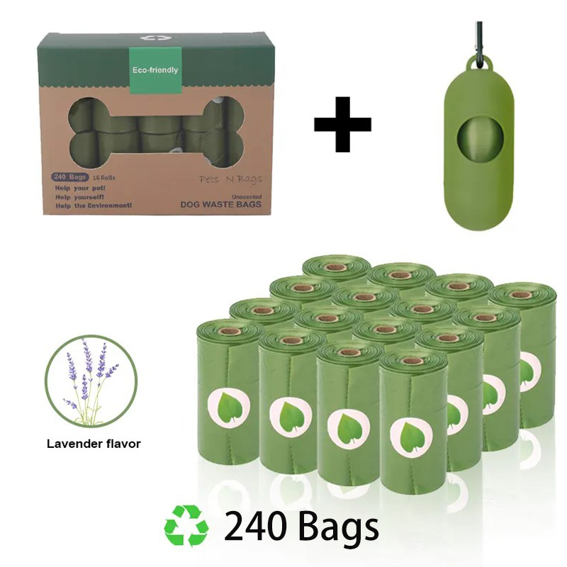 Bolsa Biodegradable para caca de perro, Extra gruesa, fuerte, con dispensador, accesorios para mascotas al aire libre: Gris claro