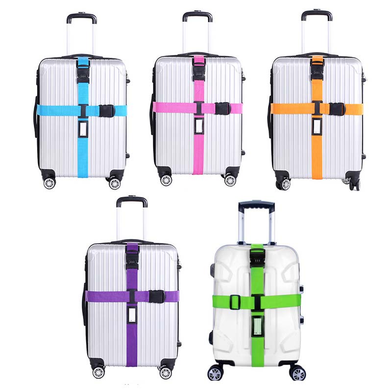 Luggage Strap Cross Belt Packing Adjustable Travel Suitcase Nylon 3 Digits Password Lock Buckle Strap Baggage Belts WML