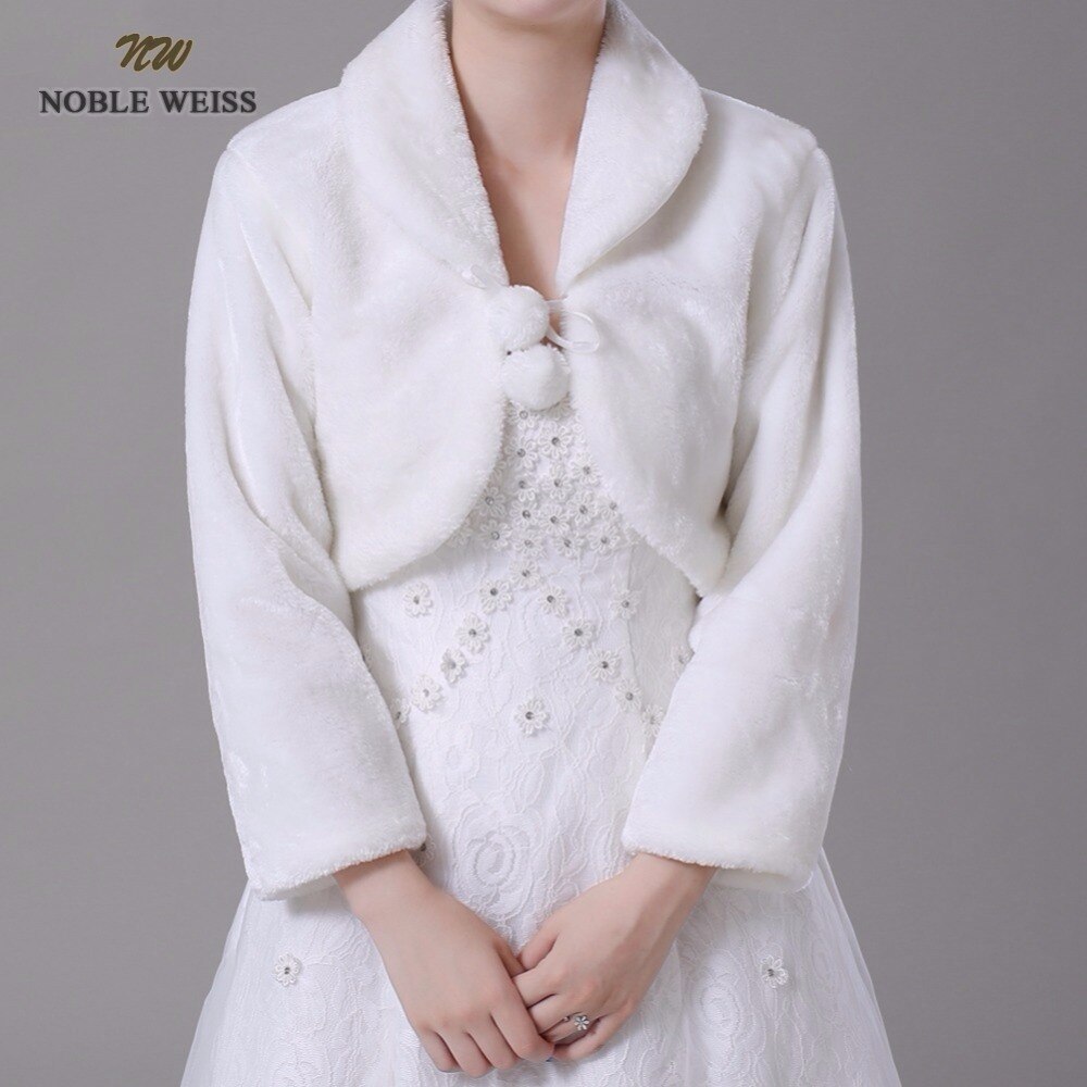 NOBLE WEISS In Stock Long Sleeves Fur Boleros Wedding Jacket Wedding Wrap 0905