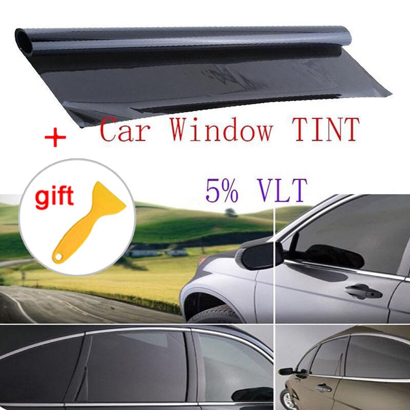 Black Car Window Tint 5% VLT Sticker Decal Film With Scraper Sun Shade Protector