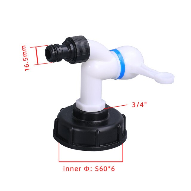 Plastic IBC Water Tank Adapter S60X6 Garden Hose Pipe Connector Hose Faucet Replacement Connector Fitting: 16